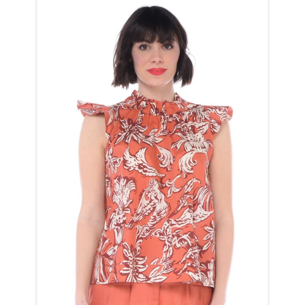 Seventy Venezia Floral Ruffle Neck Top Size EU 42